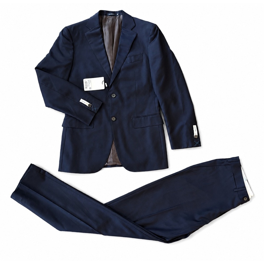 Suitsupply Suit Men 38L Navy Zignone Wool Napoli Jacket Brescia Pants 30x32